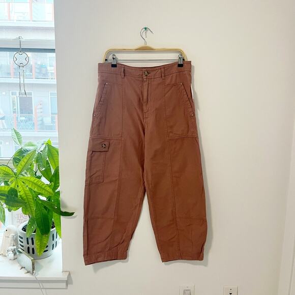 NEW By Anthropologie Plum Wide Leg Cargo Pants Size 12 - Picture 1 of 7